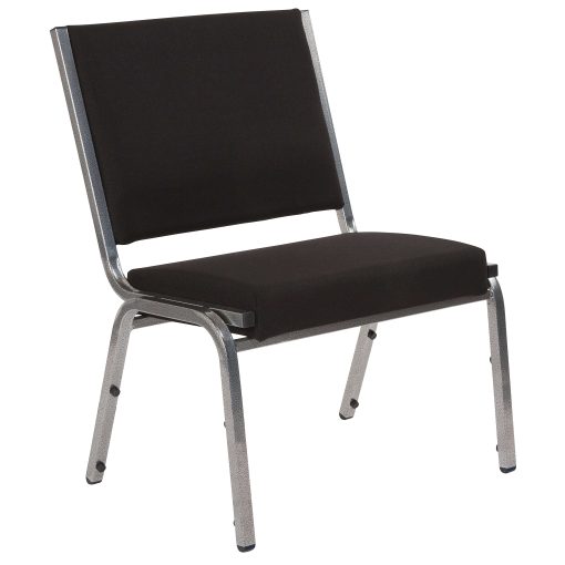 Flash Furniture HERCULES Fabric Armless Bariatric Medical Reception Chair With Antimicrobial Protection, Black/Silvervein - Image 2