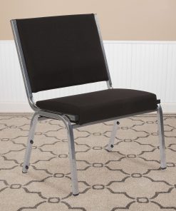 Flash Furniture HERCULES Fabric Armless Bariatric Medical Reception Chair With Antimicrobial Protection, Black/Silvervein