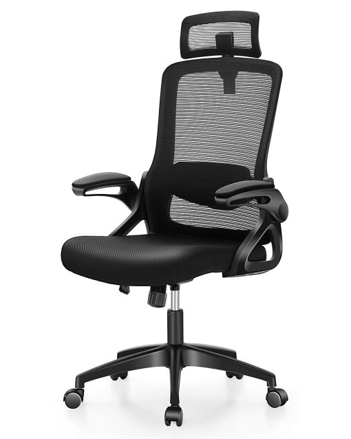 ALPHA HOME Ergonomic Mesh Mid-Back Office Task Chair With Adjustable Headrest, Black