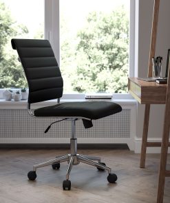 Flash Furniture LeatherSoft™ Faux Leather Mid-Back Executive Office Chair, Black