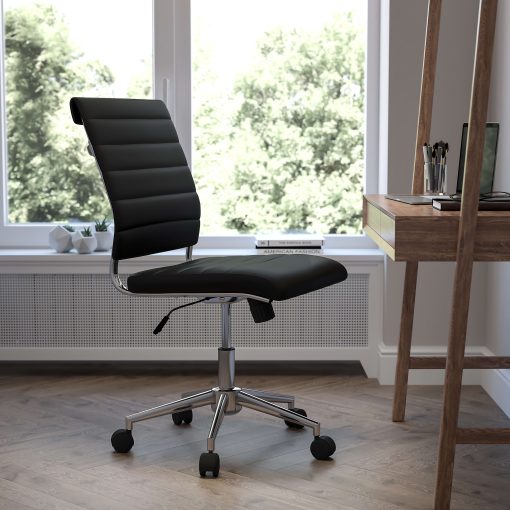 Flash Furniture LeatherSoft™ Faux Leather Mid-Back Executive Office Chair, Black