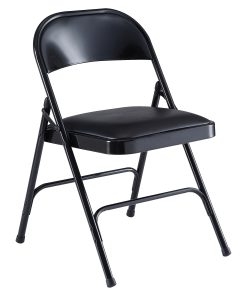 Lorell® Vinyl Padded Folding Chairs, Black, Set Of 4 Chairs