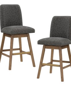 Office Star Finley Counter Height Swivel Stools, Charcoal/Med Oak, 30″, Set Of 2 Stools 2