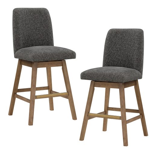 Office Star Finley Counter Height Swivel Stools, Charcoal/Med Oak, 30", Set Of 2 Stools - Image 2