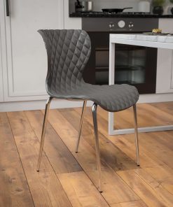 Flash Furniture Lowell Contemporary Design Plastic Stack Chair, Gray 2