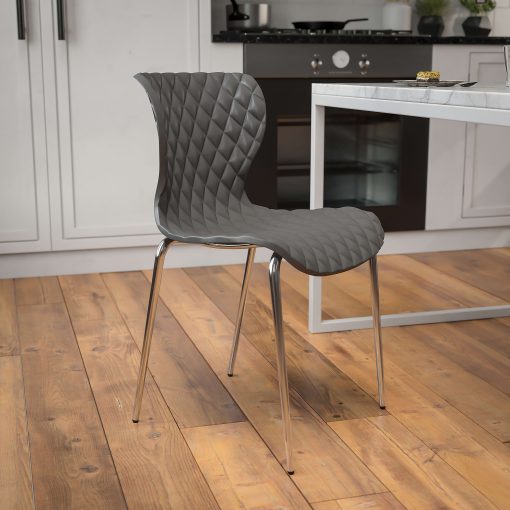 Flash Furniture Lowell Contemporary Design Plastic Stack Chair, Gray - Image 2