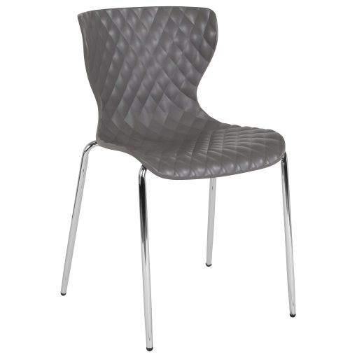 Flash Furniture Lowell Contemporary Design Plastic Stack Chair, Gray