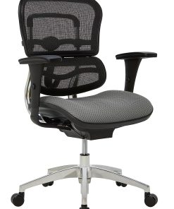 WorkPro® 12000 Series Ergonomic Mesh/Premium Fabric Mid-Back Chair, Black/Gray, BIFMA Compliant