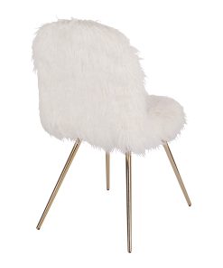 Office Star™ Avenue Six Julia Faux Fur Chair, White/Gold 2