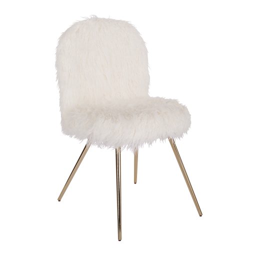 Office Star™ Avenue Six Julia Faux Fur Chair, White/Gold