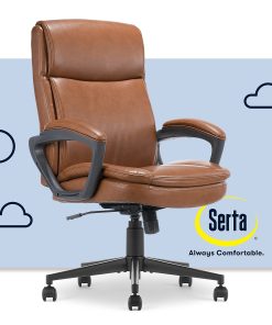 Serta® Comfort Ergo Ergonomic Bonded Leather Mid-Back Executive Office Chair, Cognac 2