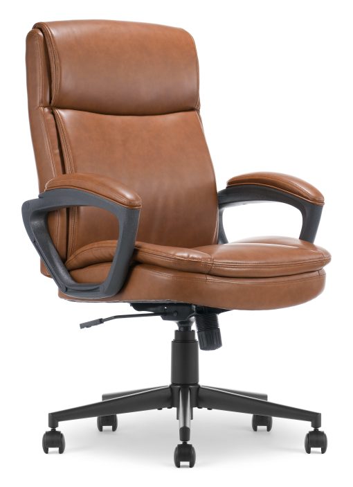 Serta® Comfort Ergo Ergonomic Bonded Leather Mid-Back Executive Office Chair, Cognac