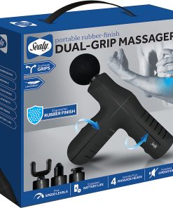 Sealy SL-HW-MA-101-BK Dual-Grip Massage Gun, 7"H x 8"W x 2"D, Black