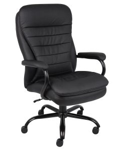 Boss Office Products Heavy Duty Big And Tall Double Plush Executive Chair, CaressoftPlus™ Vinyl, Black