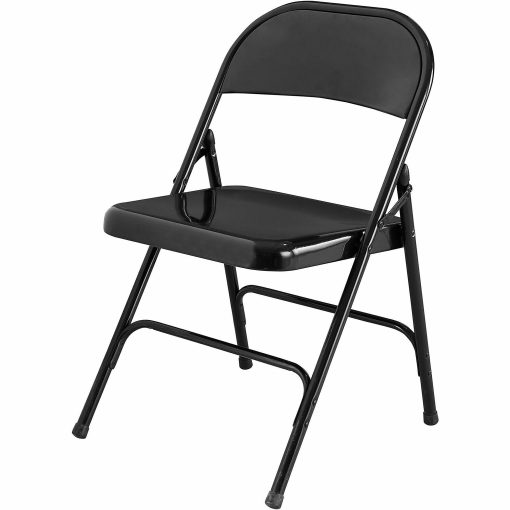 Lorell® Metal Folding Chair, Black, Set Of 4 - Image 2
