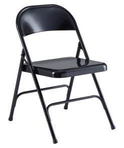 Lorell® Metal Folding Chair, Black, Set Of 4