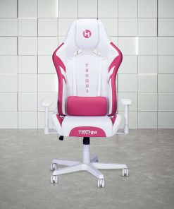 Techni Sport Echo 2.0 Ergonomic Fabric Computer Gaming Chair, White/Pink 2