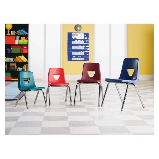 Lorell® Classroom Student Stack Chairs, 12"H Seat, Navy/Silver, Set Of 4 - Image 2