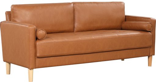 Lifestyle Solutions Lyla Faux Leather Sofa, Caramel - Image 2