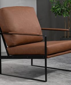Glamour Home Ayume Faux Leather Accent Chair, Brown/Black