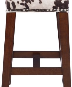 Linon Jandrell Backless Counter Stool, Brown Cow Print/Walnut 2