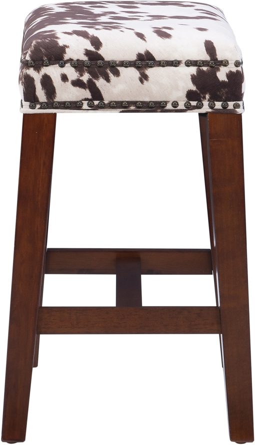 Linon Jandrell Backless Counter Stool, Brown Cow Print/Walnut - Image 2