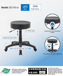 Boss Office Products Dot Stool in Antimicrobial Vinyl, Black 2
