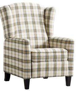 Bestier Polyester Push Back Recliner Accent Chair With Wing Back, White/Green