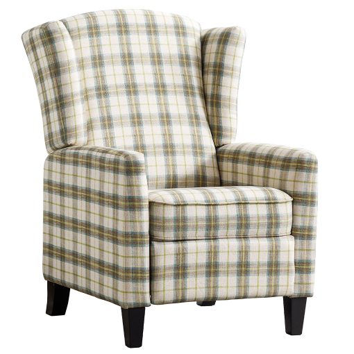 Bestier Polyester Push Back Recliner Accent Chair With Wing Back, White/Green