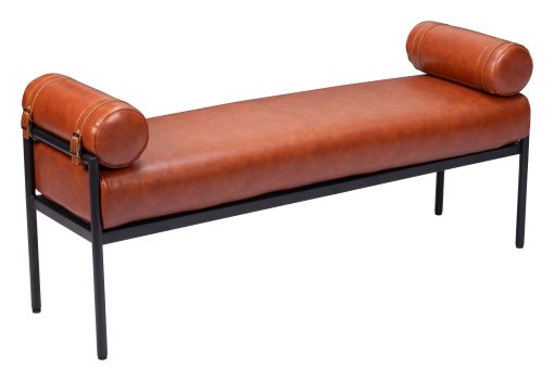 Zuo Barrow Faux Leather Bench, 24-13/16”H x 55-15/16”W x 16-1/8”D, Brown - Image 2