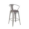 Glamour Home Beasley Faux Leather Counter Height Stool With Back, Black 3