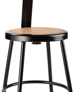 National Public Seating Hardboard Stool With Back, 18"H, Black