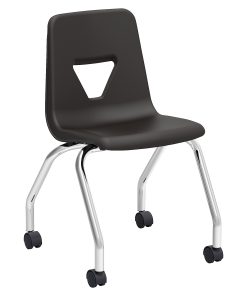 Lorell® Classroom Mobile Chairs, 18"H Seat, Black/Chrome, Set Of 2