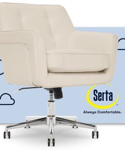 Serta® Ashland Home Bonded Leather Mid-Back Office Chair, Cream/Chrome 2