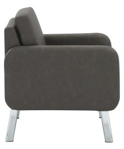 Office Star Faux Leather Lounge Guest Chair, Charcoal 2