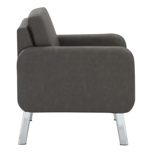 Office Star Faux Leather Lounge Guest Chair, Charcoal - Image 2