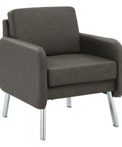 Office Star Faux Leather Lounge Guest Chair, Charcoal