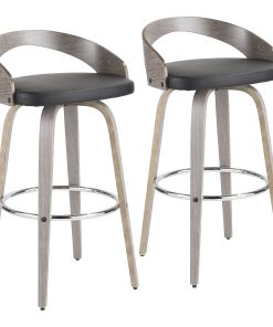 LumiSource Grotto Bar Stools, Light Gray/Black, Set Of 2 Stools 2