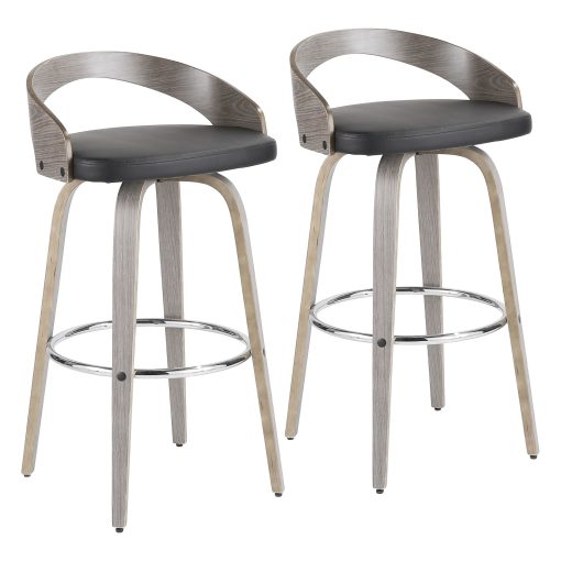 LumiSource Grotto Bar Stools, Light Gray/Black, Set Of 2 Stools - Image 2