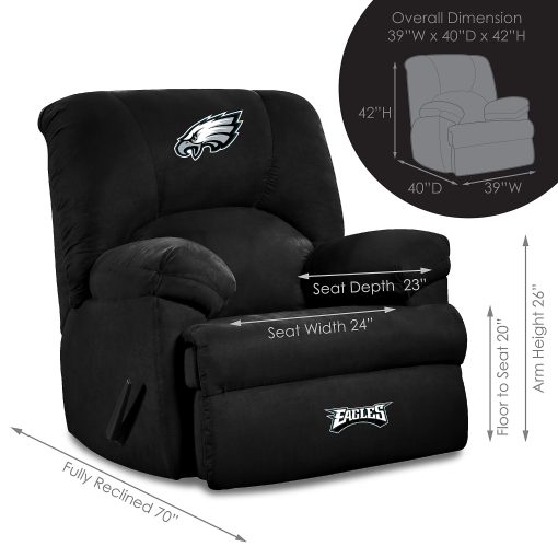 Imperial NFL GM Microfiber Recliner Accent Chair, Philadelphia Eagles, Black - Image 2