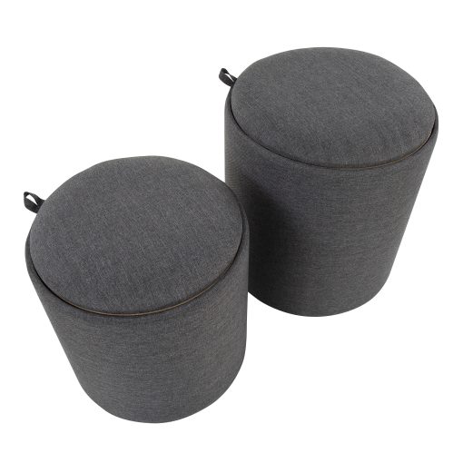 LumiSource Tray Nesting Ottoman Set, Charcoal/Natural, Set Of 2 Ottomans - Image 2
