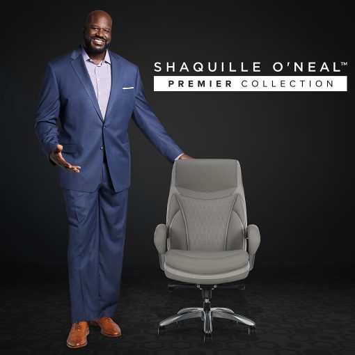 Shaquille O'Neal™ Maximos Big & Tall Ergonomic Vegan Leather High-Back Executive Office Chair, Gray/Silver, BIFMA Compliant - Image 2