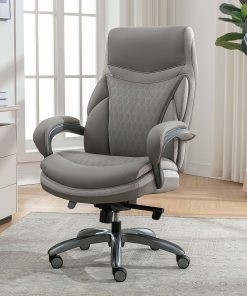 Shaquille O'Neal™ Maximos Big & Tall Ergonomic Vegan Leather High-Back Executive Office Chair, Gray/Silver, BIFMA Compliant
