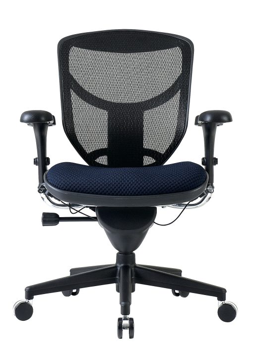 WorkPro® Quantum 9000 Series Ergonomic Mesh/Premium Fabric Mid-Back Chair, Black/Navy, BIFMA Compliant - Image 2