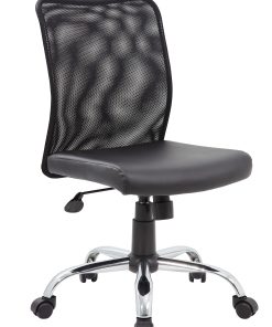 Boss Office Products Budget Fabric Mesh-Back Task Chair, Black/Silver