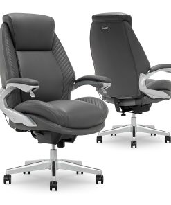 Serta® iComfort i6000 Ergonomic Bonded Leather High-Back Executive Chair, Gray/Silver 2