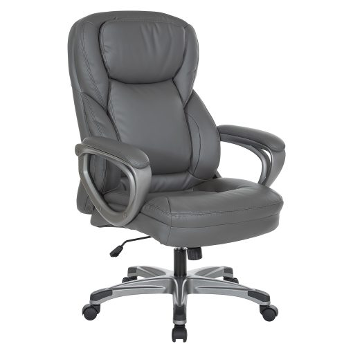 Office Star™ Executive Ergonomic Leather High Back Office Chair, Charcoal/Silver - Image 2