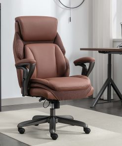 Serta® SmartLayers™ Everett Big & Tall Ergonomic Vegan Leather High-Back Executive Office Chair, Cognac/Dark Gray