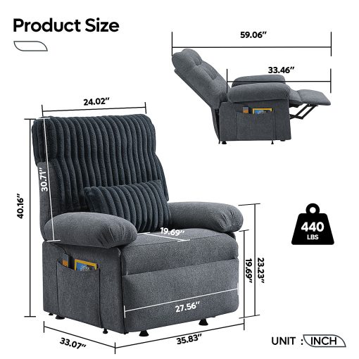 Bestier Power Lift Linen Recliner Accent Chair, Gray - Image 2