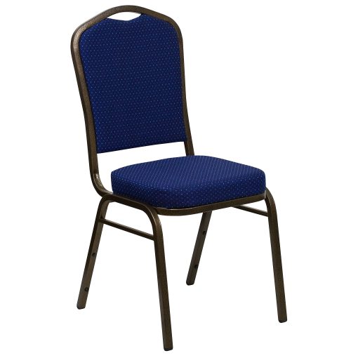 Flash Furniture HERCULES Fabric Crown-Back Stacking Banquet Chair, Navy Pattern/Gold - Image 2